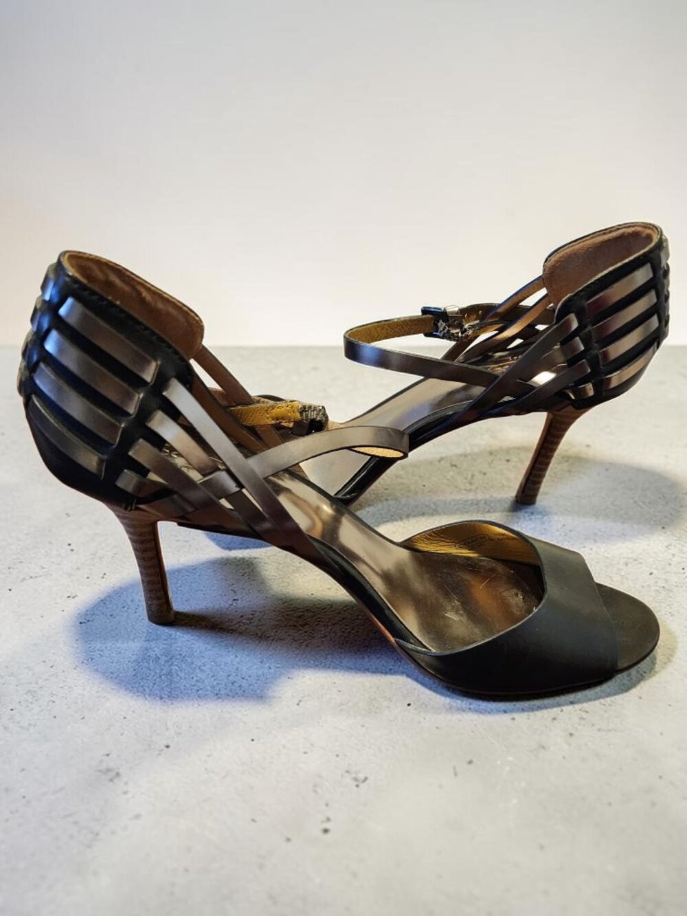 Coach “Caged Heel” Leather Sandals – Size 9